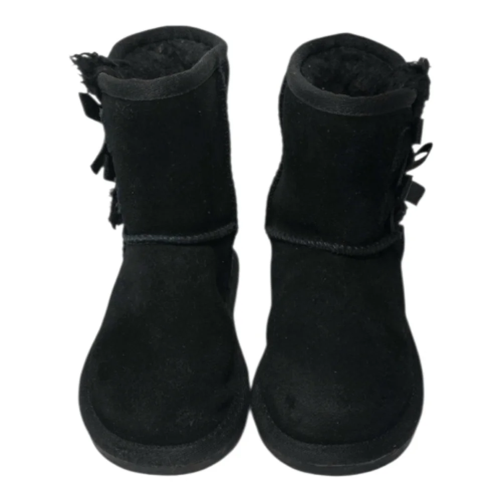 Koolaburra by UGG Victoria Black Suede Short Boots Bow Detail Girl ‎ 7 1090330